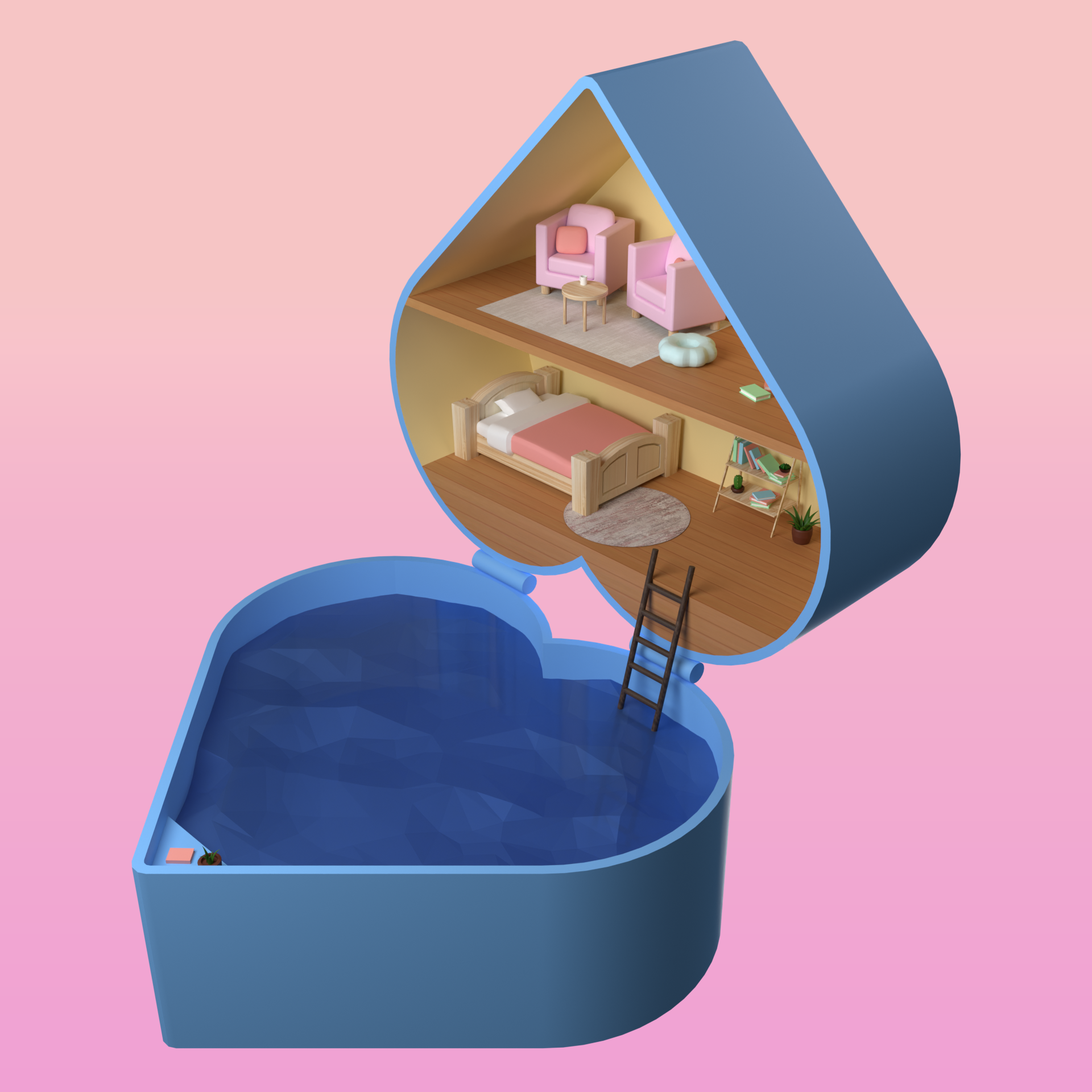 Right Isometric Angle of the whole Polly Pocket